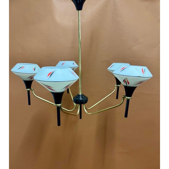 Vintage French Chandelier in Brass, 1950s For Sale - Image 6 of 11