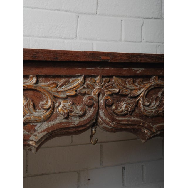 Late 20th Century Late 20th Century Carved Wooden Console With Sculptural Floral Relief For Sale - Image 5 of 7