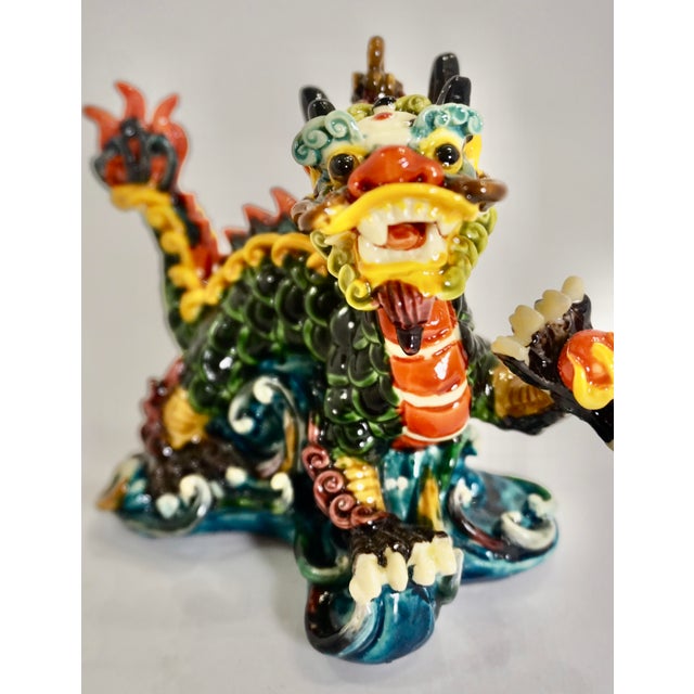 1990s Koji Pottery Asian Porcelain Dragon Statue Chairish