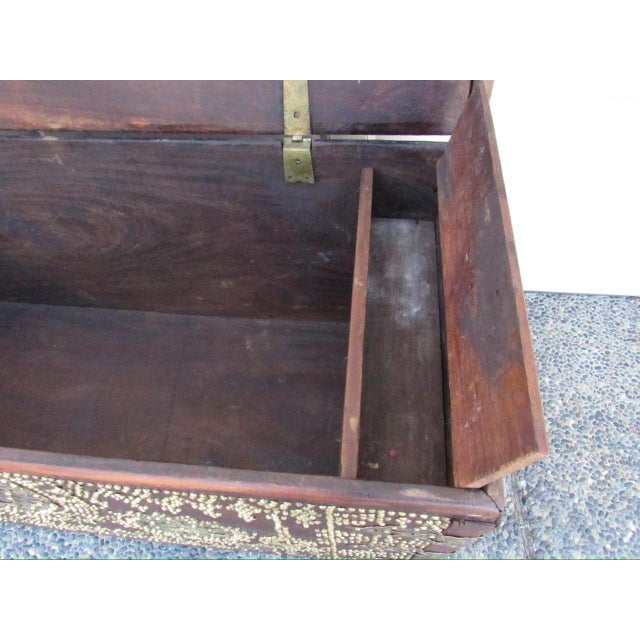 Antique Brass Adorned Zanzibar Trunk For Sale - Image 16 of 18