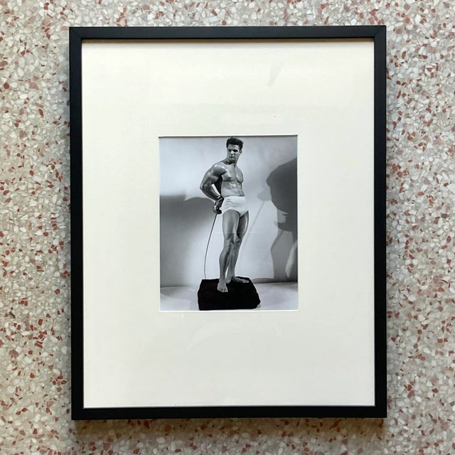 Mid 20th Century Vintage Boho Bruce of La Photograph of Man With Fencing Sword For Sale - Image 4 of 6