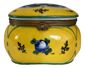 Antique French Handpainted Sevres-Style Porcelain Keepsake Box With Ormolu Clasp