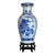 Late 20th Century Large 19" Chinese Blue & White Porcelain Peacock Vase & Carved Wood Stand For Sale