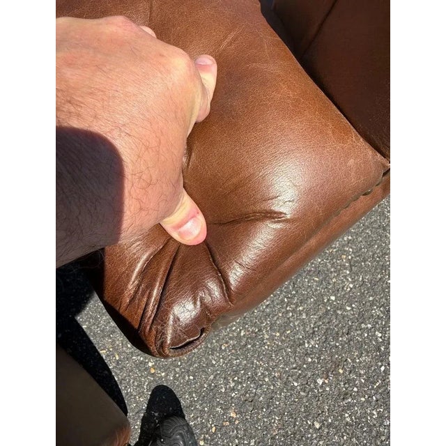 Pair of Fully Restored French Art Deco Two-Tone Leather Club Chairs For Sale - Image 13 of 15