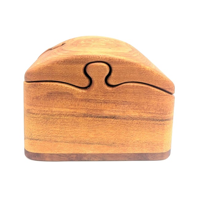 Rude Osolnik 1970s Fred Buss Maple and Koa Wood Puzzle Jewelry Box For Sale - Image 4 of 11