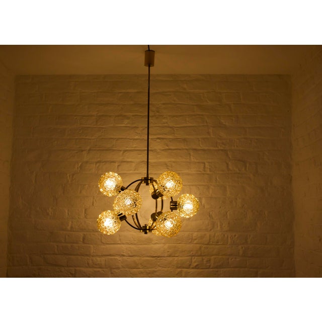 Chandelier with Amber Globes in the style of H. Tynell For Sale - Image 10 of 16