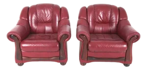 Pair Leather Lounge Chairs Scandinavian Mid Century Modern