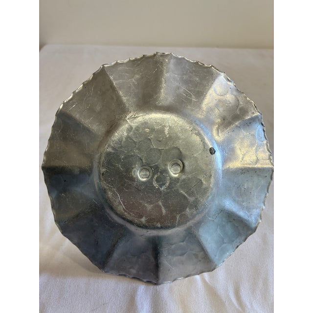 Metal Vintage Hand Wrought Aluminum Handled Serving Tray With Floral Motif For Sale - Image 7 of 8