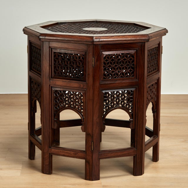 Wood Antique Anglo Indian Inlaid Stand or Table For Sale - Image 7 of 12