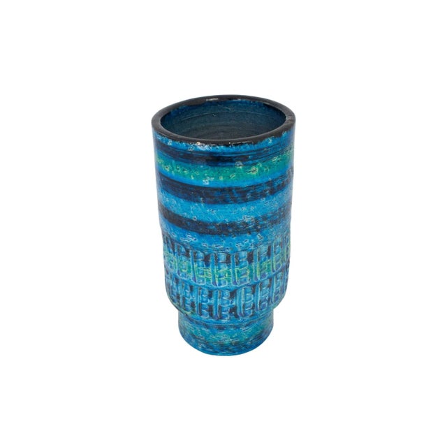 Large mid-century Italian Bitossi pottery vase. Signed "15X8 Italy". Minimal age wear.