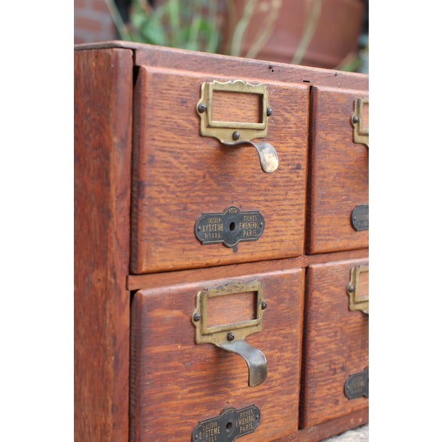 Antique French Oak Card Catalogue Cabinet, Paris, Early 20th Century For Sale - Image 3 of 10