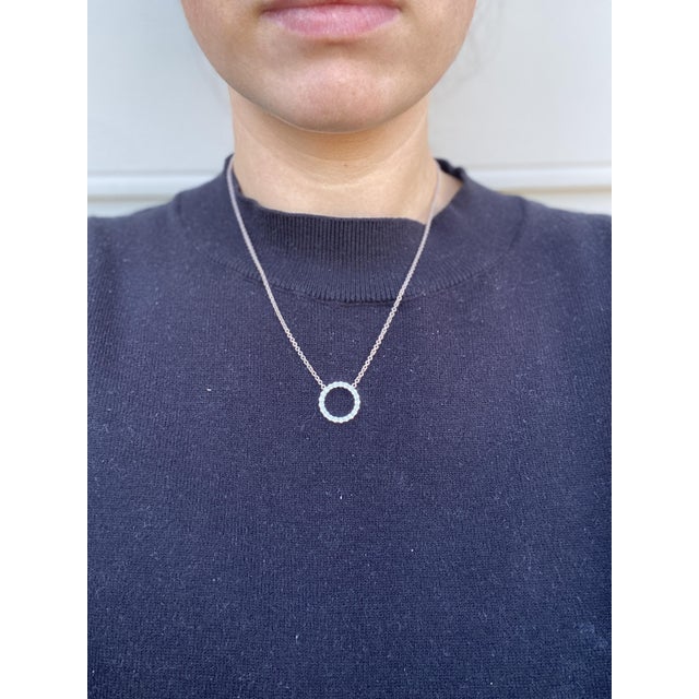 Early 21st Century 1 CTW Diamond Round Pendant Necklace, 18k White Gold, Length 18 Inches For Sale - Image 5 of 5