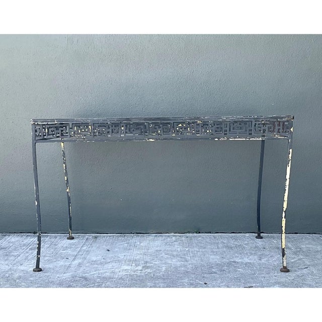 Vintage Meadowcraft Greek Key Metal and Glass Patio Table For Sale - Image 11 of 12
