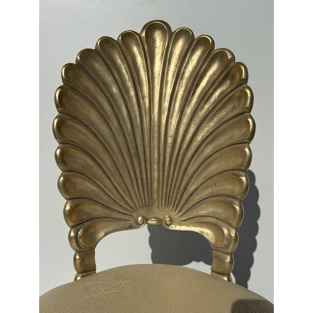 Pair of Grotto Gold Leaf Shell Bach Chairs For Sale - Image 10 of 12