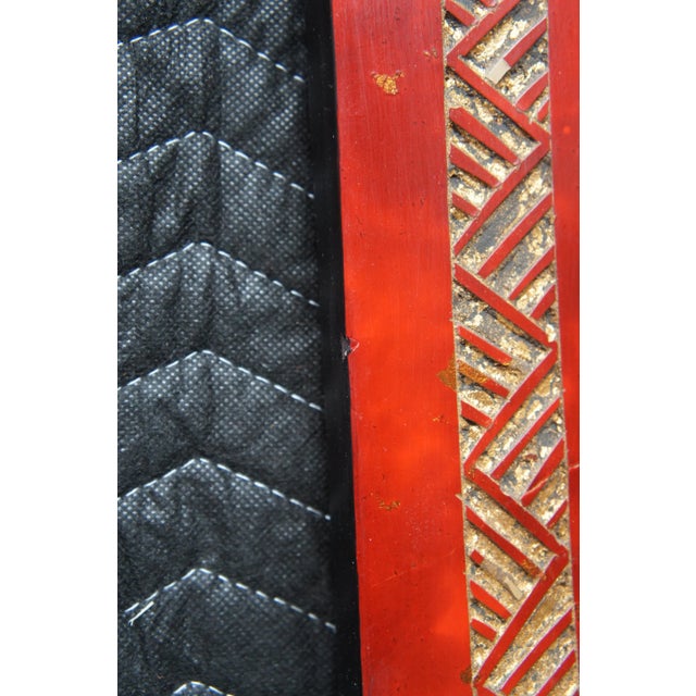 Mid 20th Century French Neoclassical Style Red Lacquer Wall Hanging Panels Gold Urns & Figures - Set of 2 For Sale - Image 11 of 12