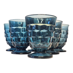 Vintage Aquamarine Footed Goblets- Set of Six