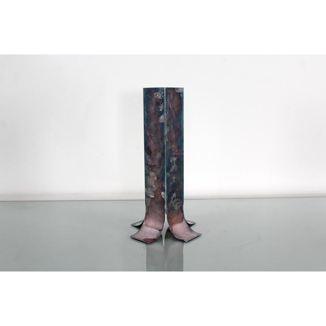 Black Mid-Century L. Sabattini Mod. Stele Silver-Plated Steel Vase 1963 Italy attributed to Lino Sabattini For Sale - Image 8 of 13