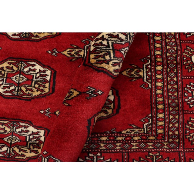 Textile Rustic Bokhara Red Beige Hand Knotted Rug For Sale - Image 7 of 9