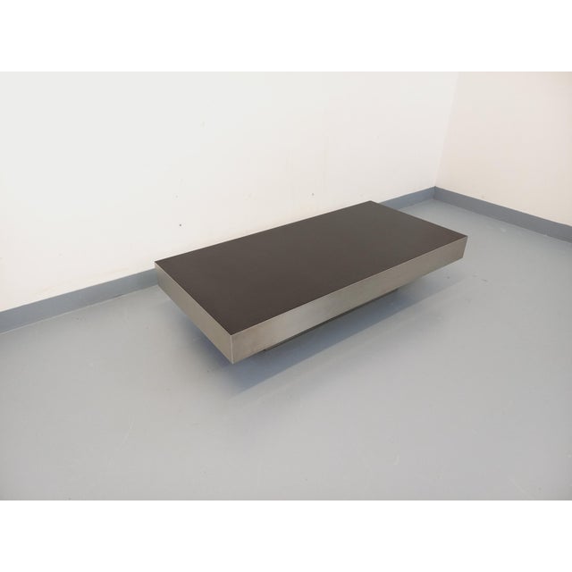 Vintage Coffee Table in Brushed Aluminum and Black Laminate, 1970s For Sale - Image 12 of 18