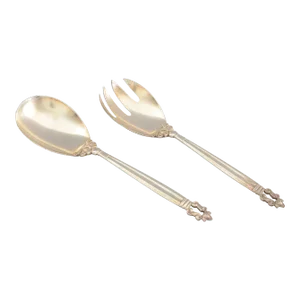 1905 Georg Jensen Acorn Sterling Silver Salad Serving Set - 2 Pieces