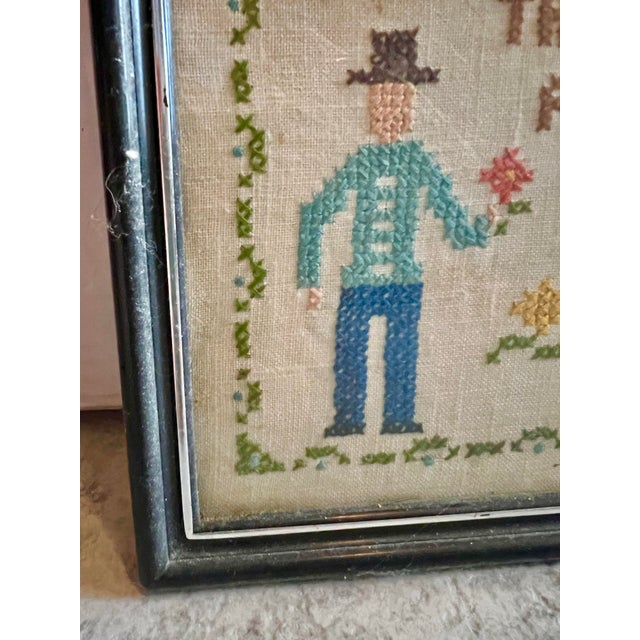 American Vintage Needlepoint Welcome Sign for House Framed For Sale - Image 3 of 5