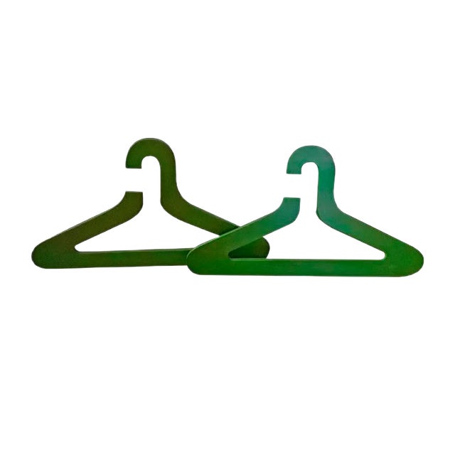 Vintage Green Plywood Hangers, Set of 2 For Sale