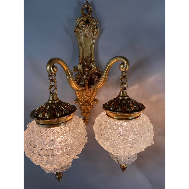 1980s French Louis XVI Gold Bronze Crystal Wall Lamps / Sconces - Pair For Sale - Image 17 of 18