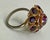 1960s Cocktail Ring Prong Set Amethyst Colored Glass Stones Layered For Sale - Image 4 of 5