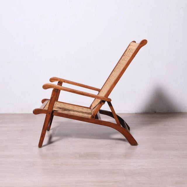Beautiful INPA Novi Ligure deckchair, made of beech wood and jute, reclining, comfortable, and practical, ideal for adding...