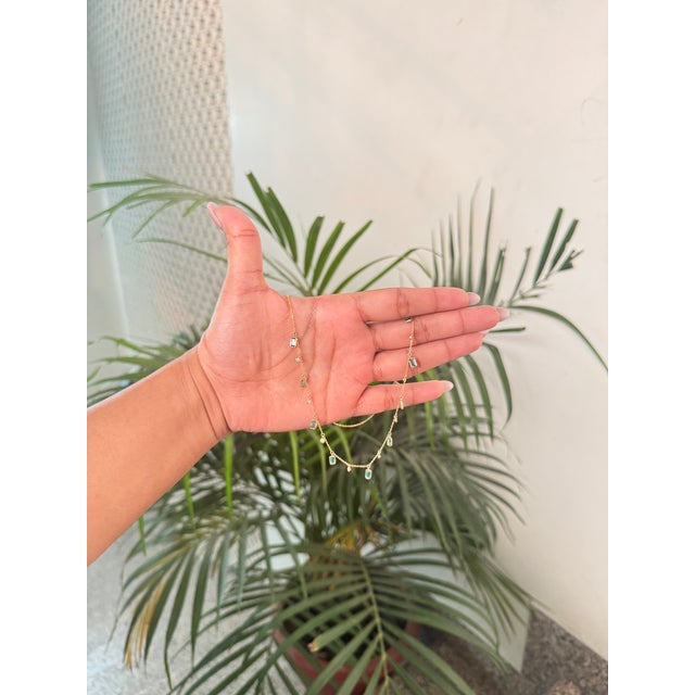 2.4ct Emerald & Diamond Drop Charm Necklace in 14k Yellow Gold For Sale In New York - Image 6 of 15