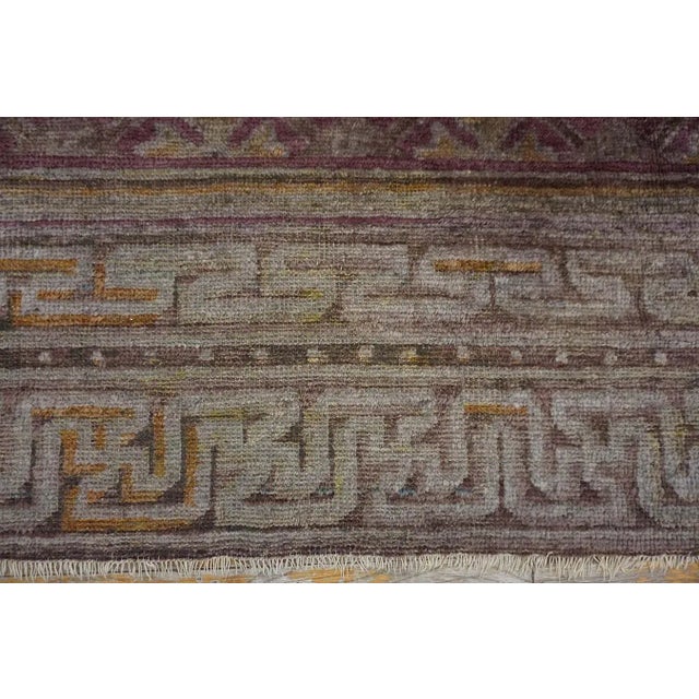 1900s Antique Large Chinese Diamond Grid Purple Baotou Knotted Runner Rug For Sale - Image 11 of 12