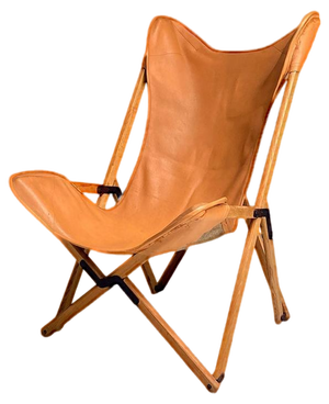 Italian Modern Wood and Leather Tripolina Folding Deck Chair from Citterio di Sirone, 1970s
