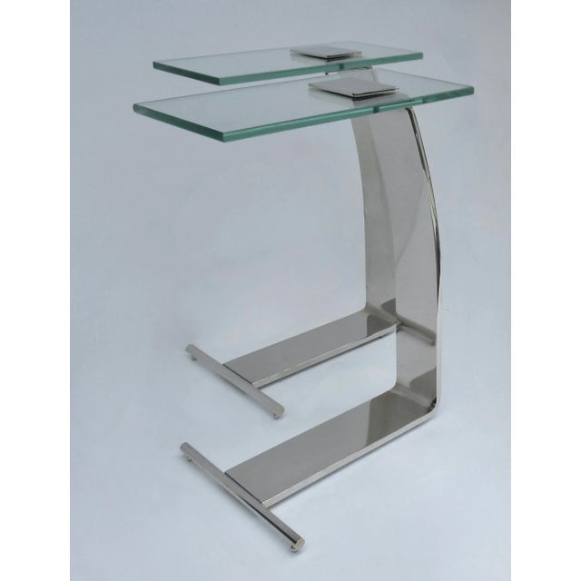C.1970's - C.1980's Design Institute of America "D. I. A."- Polished Nickel Over Steel & Glass Cigarette, Accent Tables -Pair For Sale In West Palm - Image 6 of 12