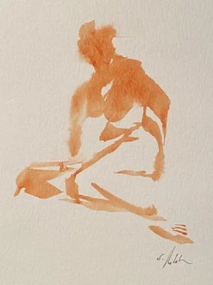 "Golden Nude" Contemporary Figurative Abstract Nude Giclee Print