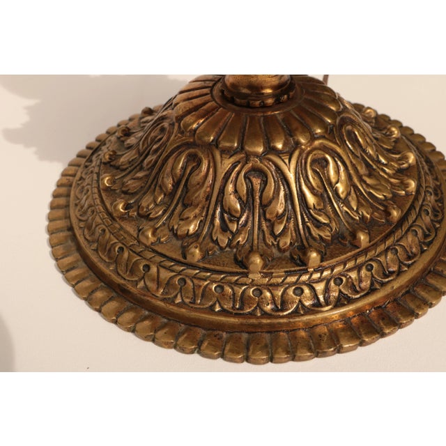 French Doré Bronze Style Candlestick Lamps - a Pair For Sale - Image 9 of 11
