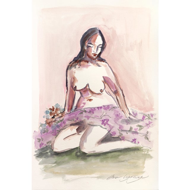 Paper Figure v - Figurative Elegant Feminine Watercolor Portrait Painting on Paper Original Artwork by Ama Liyanage For Sale - Image 7 of 7