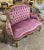 French French Style Turquoise Pink Sofa With Gold Details For Sale - Image 3 of 4