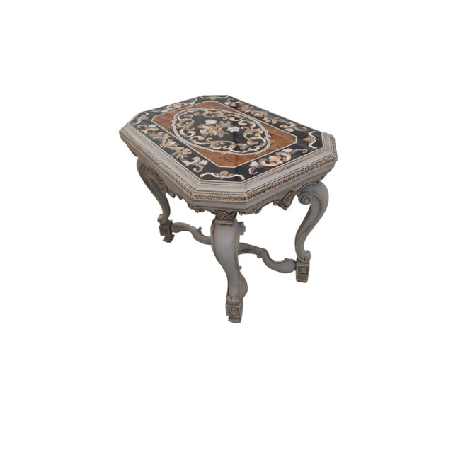 Italian Antique Italian Pietra Dura Table Circa 1880s For Sale - Image 3 of 5