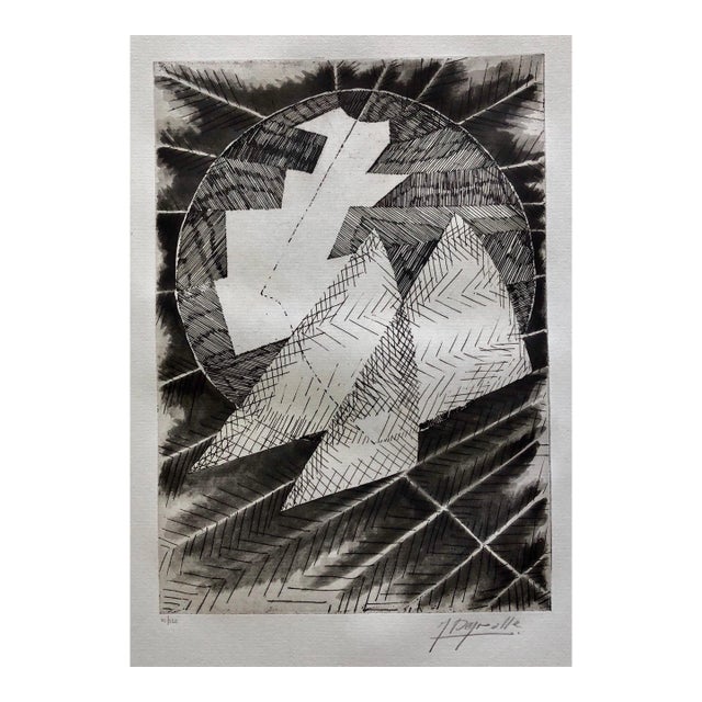 Jean Deyrolle, French Avant Garde Bold Abstract Geometric Aquatint Etching Op Art Kinetic For Sale