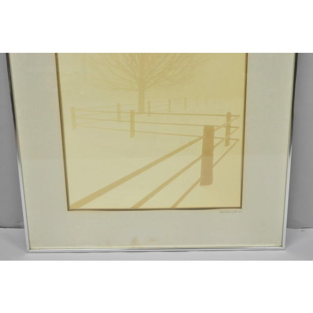 Vintage David Lorenz Winston Solitude Tree Fence Winter Landscape Signed Print For Sale - Image 4 of 14