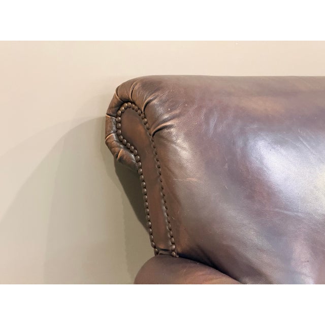 Vintage Bernhardt Brown Leather Club Chair With Nailhead Trim For Sale In New York - Image 6 of 8