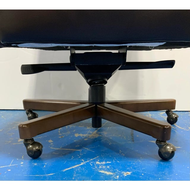 Modern Modern Chocolate Brown Leather Desk Chair For Sale - Image 3 of 7