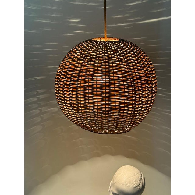 Hand-Woven Willow Ball Pendant, 1970s For Sale - Image 8 of 10