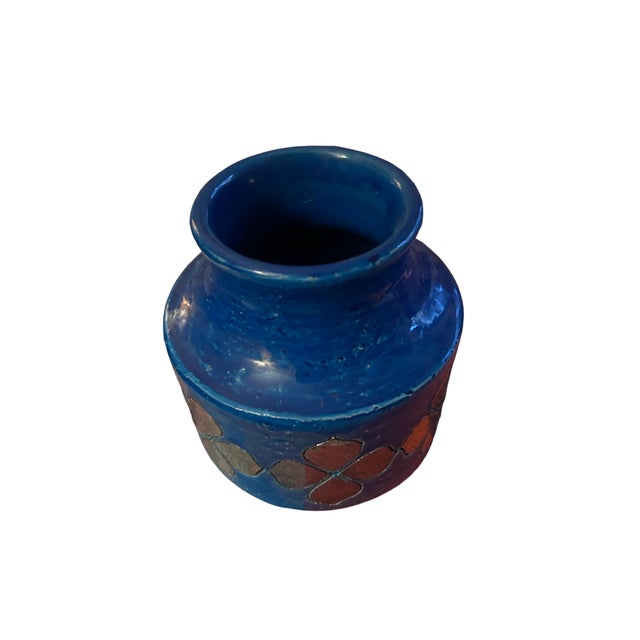 Two Aldo Londi Vases in Rimini Blue With Mettalic Clovers For Sale In Los Angeles - Image 6 of 11
