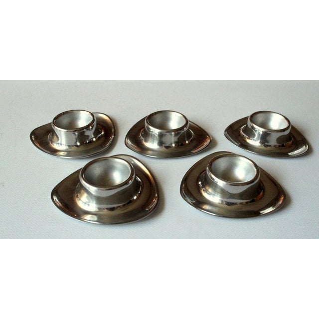 Stainless steel egg cups - set of 5 - in excellent vintage condition - made in Germany each diameter approx. 3.74" -...