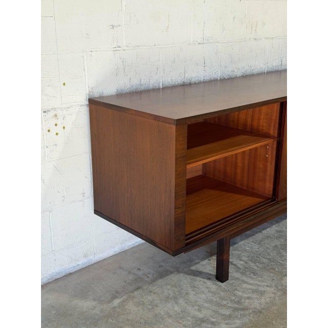 Rosewood Sideboard Long Sliding Door Credenza Denmark Mid-Century Modern 1960s For Sale - Image 11 of 14