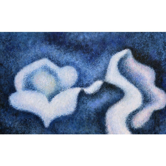 Modern Abstract Blue Rose, Vintage Abstracted Minimalist Floral by Eleanor Perry Modernist blue and white rose abstract by...