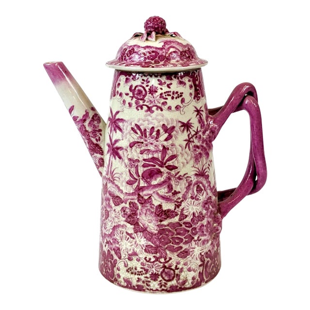 Late 20th Century Hand-Painted Chinoiserie Porcelain Pitcher For Sale