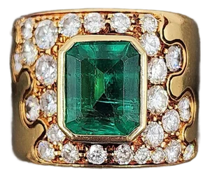 6.15 Ct Natural Emerald & Diamond Ring Size 6.5