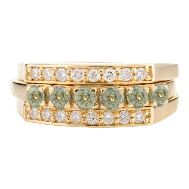 Two-In-One Green Sapphire and Diamond Ring Size 7 For Sale